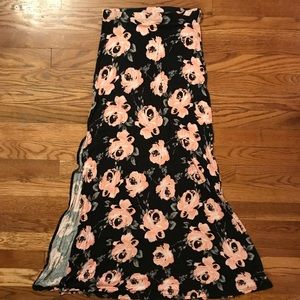 Black and Floral Maxi Skirt